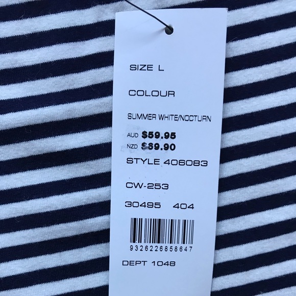 French Connection navy & white striped shirt AU L NWT - Picture 2 of 2